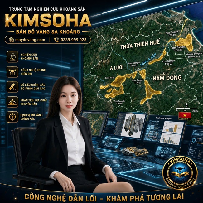 BẢN ĐỒ VÀNG SA KHOÁNG THỪA THIÊN HUẾ 