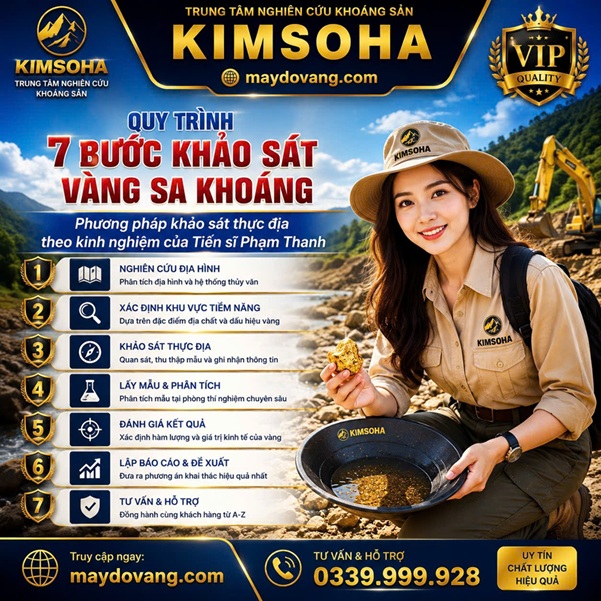 QUY TRÌNH 7 BƯỚC KHẢO SÁT VÀNG SA KHOÁNG