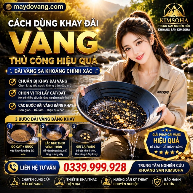 CÁCH DÙNG KHAY ĐÃI VÀNG THỦ CÔNG HIỆU QUẢ
