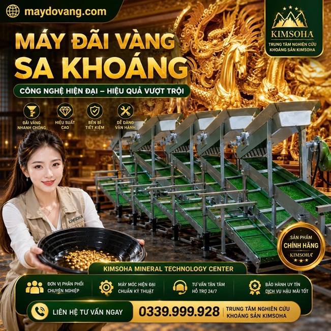 MÁY ĐÃI VÀNG SA KHOÁNG KIMSOHA – GIẢI PHÁP THU HỒI VÀNG HIỆU QUẢ, TIẾT KIỆM CHI PHÍ