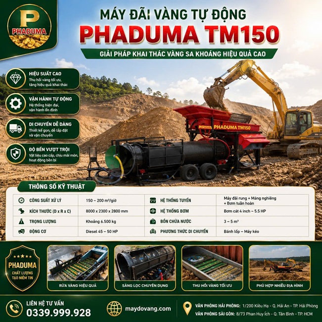 MÁY ĐÃI VÀNG TỰ ĐỘNG PHADUMA TM150