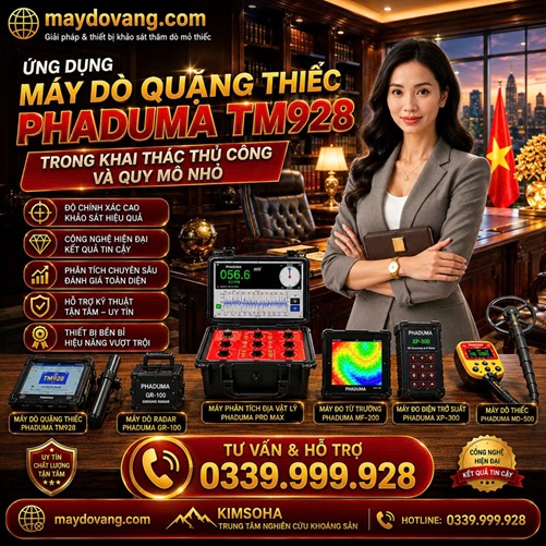 ỨNG DỤNG MÁY DÒ QUẶNG THIẾC PHADUMA TM928 TRONG KHAI THÁC THỦ CÔNG VÀ QUY MÔ NHỎ