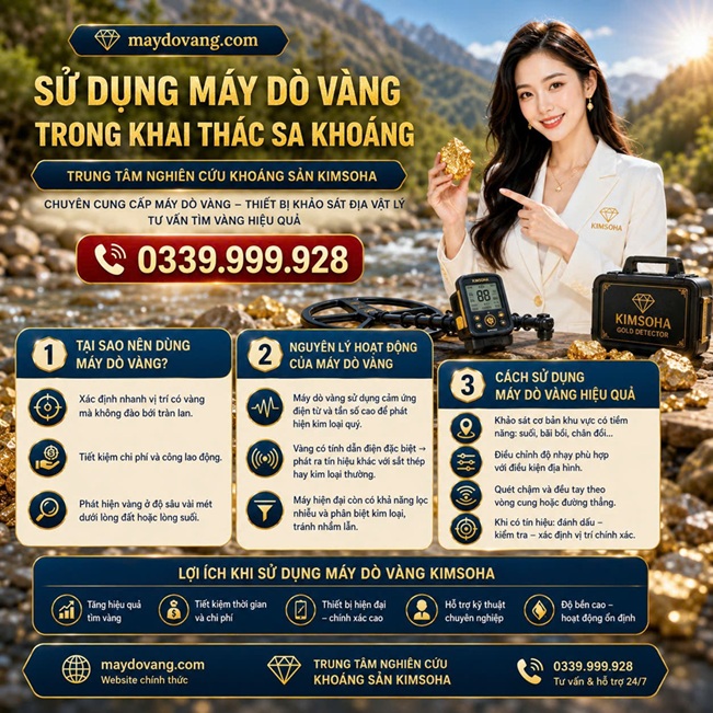 SỬ DỤNG MÁY DÒ VÀNG TRONG KHAI THÁC SA KHOÁNG