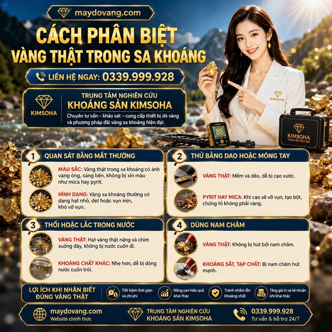 CÁCH PHÂN BIỆT VÀNG THẬT TRONG SA KHOÁNG