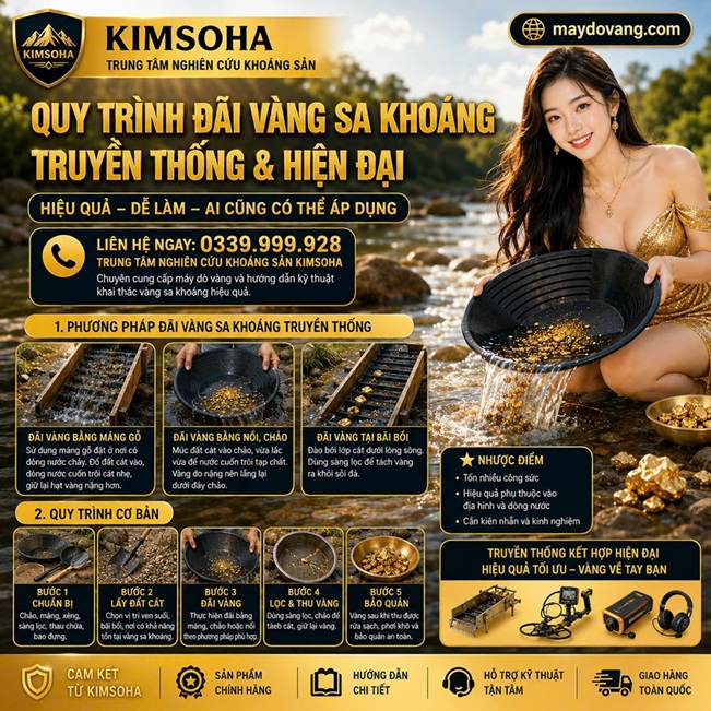 QUY TRÌNH ĐÃI VÀNG SA KHOÁNG TRUYỀN THỐNG VÀ HIỆN ĐẠI